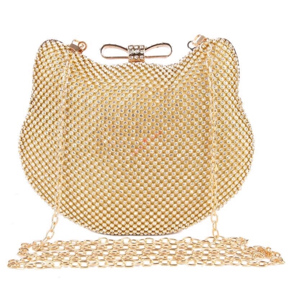 Kitty, Rhinestone embellished Minaudière Clutch - Picture 2 of 8
